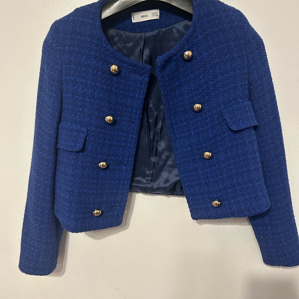 Blue Tweed Jacket with Gold Buttons